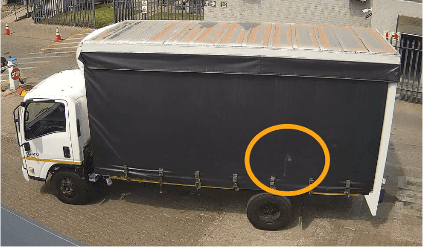 A Truck with damages circled 